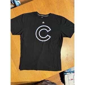 Majestic Chicago Cubs Shirt XL Black‎ MLB Triple Peak Ring Spun Cotton Tee